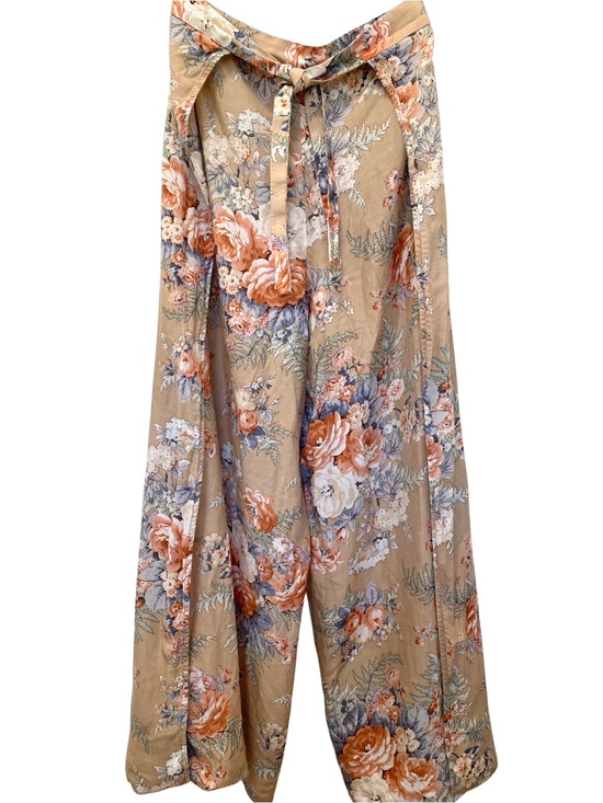 Zimmermann Pants - Zimmermann Corsair Floral Cotton Silk Tie Wrap Wide-Leg Pants Size US 6
